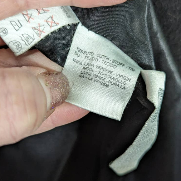 Vintage 80's MaxMara Made in Italy Black Wool Long Maxi Coat Double Breasted - Picture 10 of 12